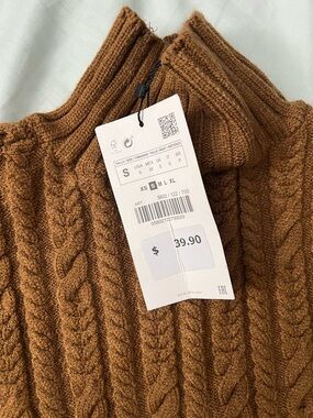 Zara Chestnut Brown Ribbed Knit Sweater
